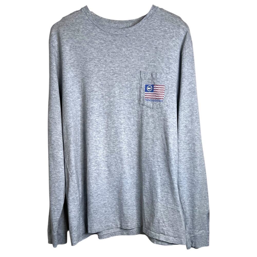 Vineyard Vines 100% Cotton Long Sleeve Shirt in Gray Signature Whale Men's Large - Picture 3 of 7